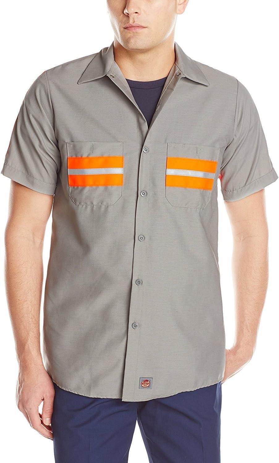 Red Kap Short Sleeve Enhanced Visibility Shirt, Grey Orange Visibility Trim - 3X Large