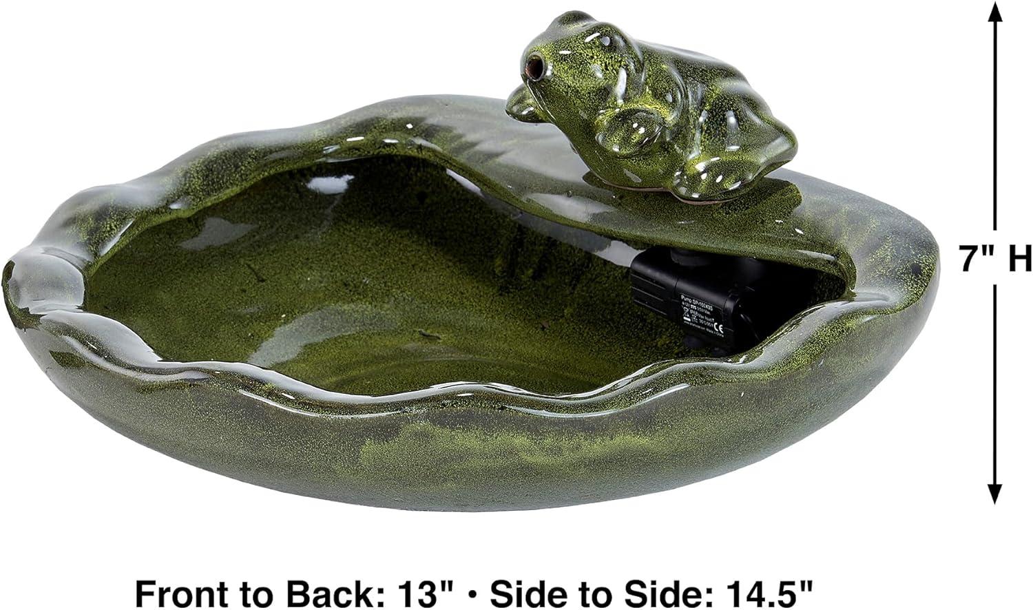 Smart Solar 7" Ceramic Frog Solar Spitter Fountain