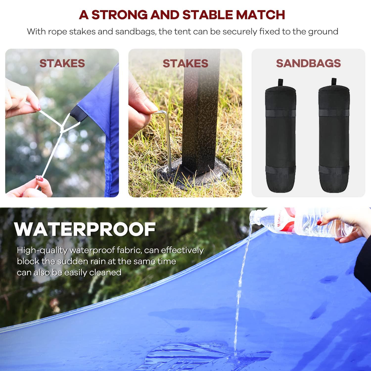 YRLLENSDAN Pop Up Canopy 10x10, Pop Up Tents for Parties 10x10 Outdoor Canopy Pop Up Tent Canopy Waterproof Canopy UV Protection Shade Tent for Backyard Popup Tent 10x10, Blue