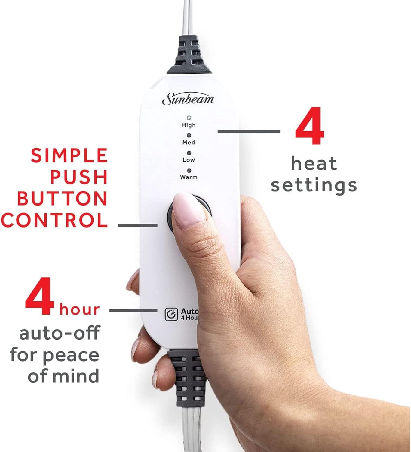 Sunbeam Nordic Premium Electric Heated Throw Blanket with 4 Heat Settings Controller, 4-Hour Auto Shut-Off, Overheat Protection UL Certified (50" x 60") (Purple Floral)