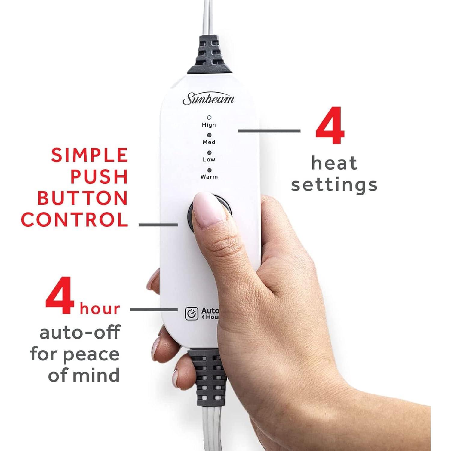 Sunbeam Nordic Premium Electric Heated Throw Blanket with 4 Heat Settings Controller, 4-Hour Auto Shut-Off, Overheat Protection UL Certified (50" x 60") (Purple Floral)