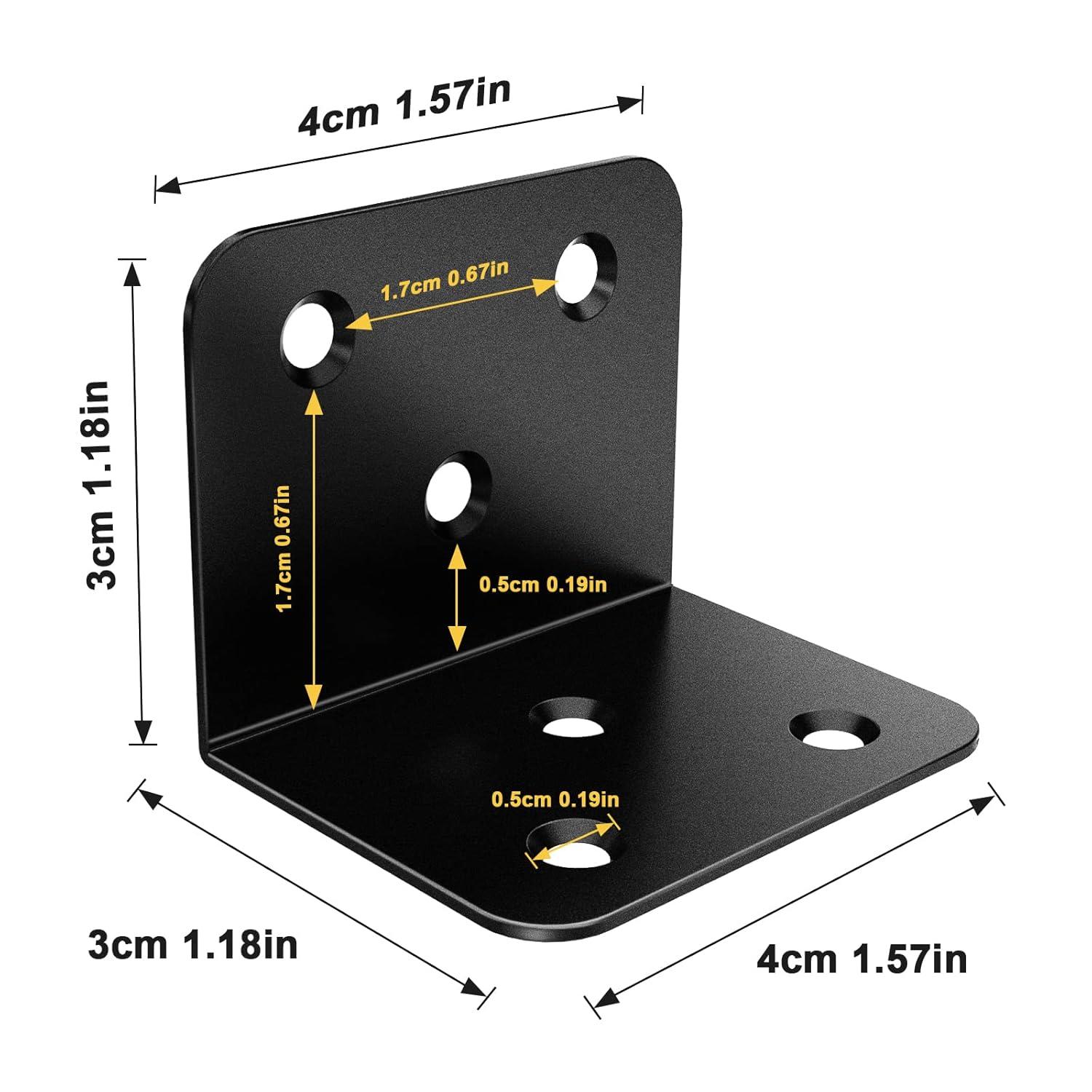 20 Pcs Metal Corner Braces, 1.5in L Brackets for Wood, 90 Degree l Bracket Wide Corner Black Metal Corner Bracket for Wood Furniture Bed Chair
