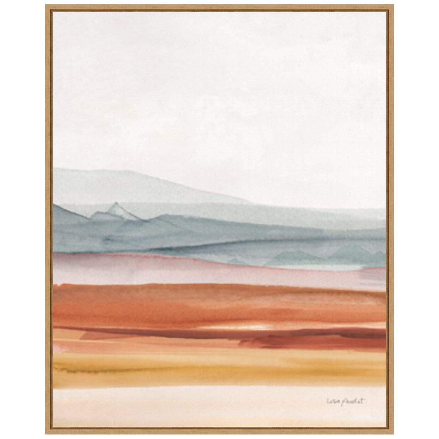 22" x 28" Sierra Hills 03 by Lisa Audit Framed Canvas Wall Art Light Brown - Amanti Art: Modern Lithograph, Sawtooth Back Mounted