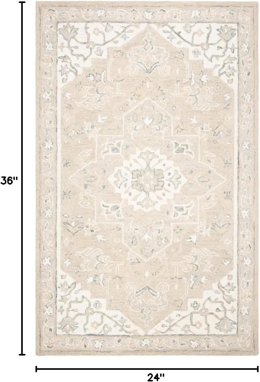 SAFAVIEH Micro-Loop Emilija Oriental Area Rug, Light Grey/Ivory, 2' x 3'