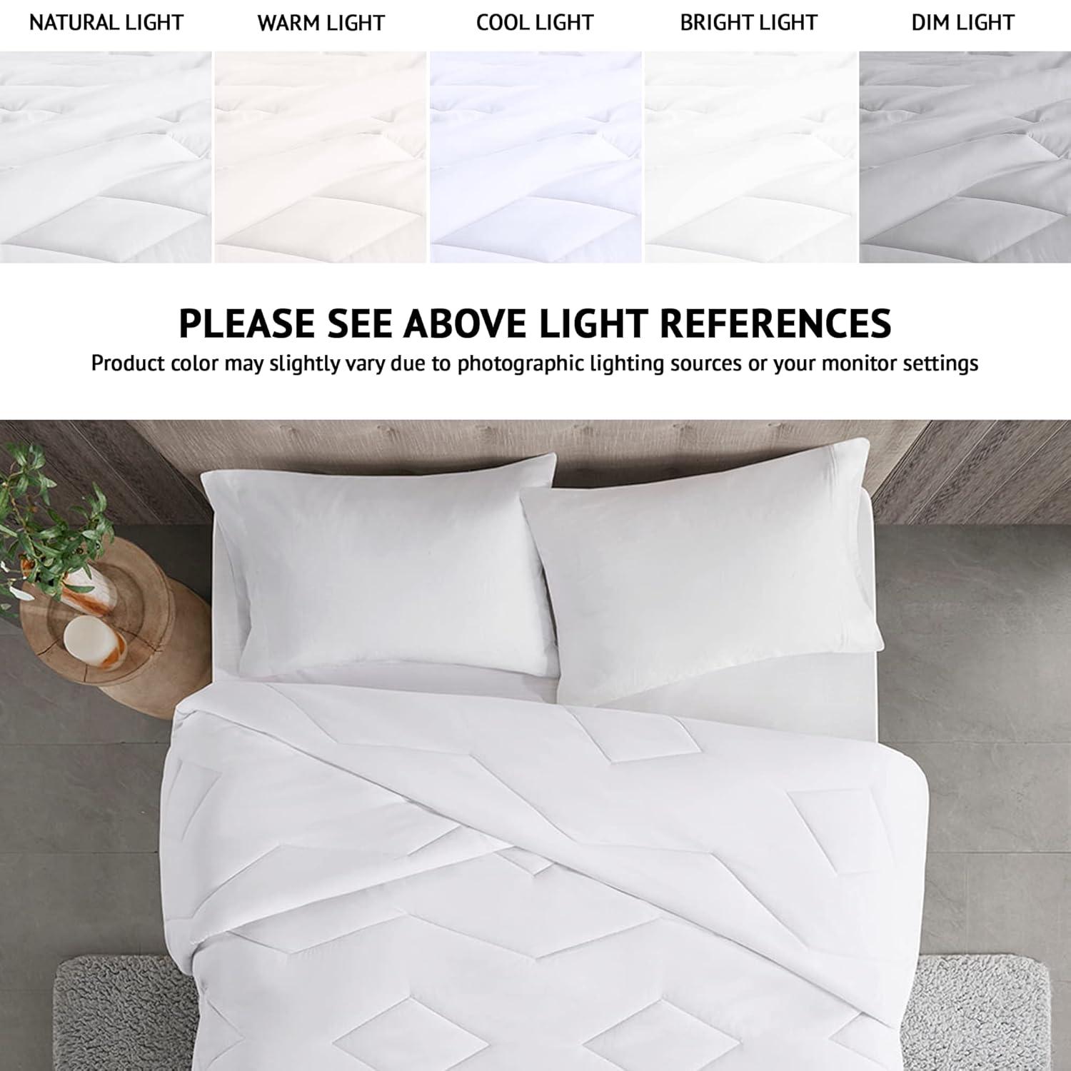Madison Park Windom Down Alternative Comforter, Premium 3M Scotchgard Moisture Wicking Treatment, Lightweight and Soft Bed Cover For All Season, Diamond Quilt White Full/Queen