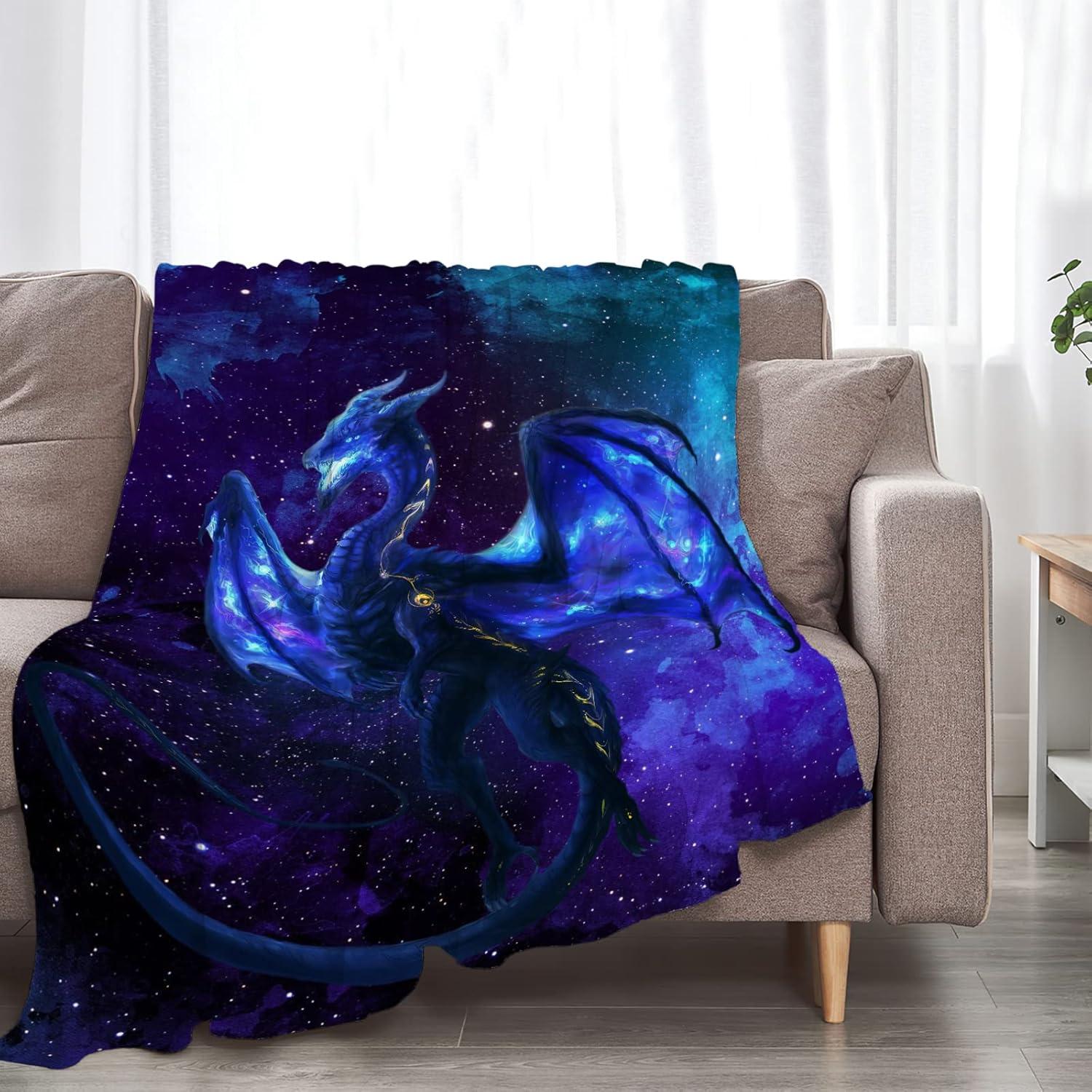 Blue Dragon Space Fleece Throw Blanket 40" x 50"