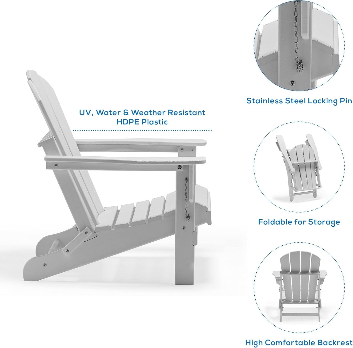 WestinTrends Malibu HDPE Outdoor Patio Folding Poly Adirondack Chair