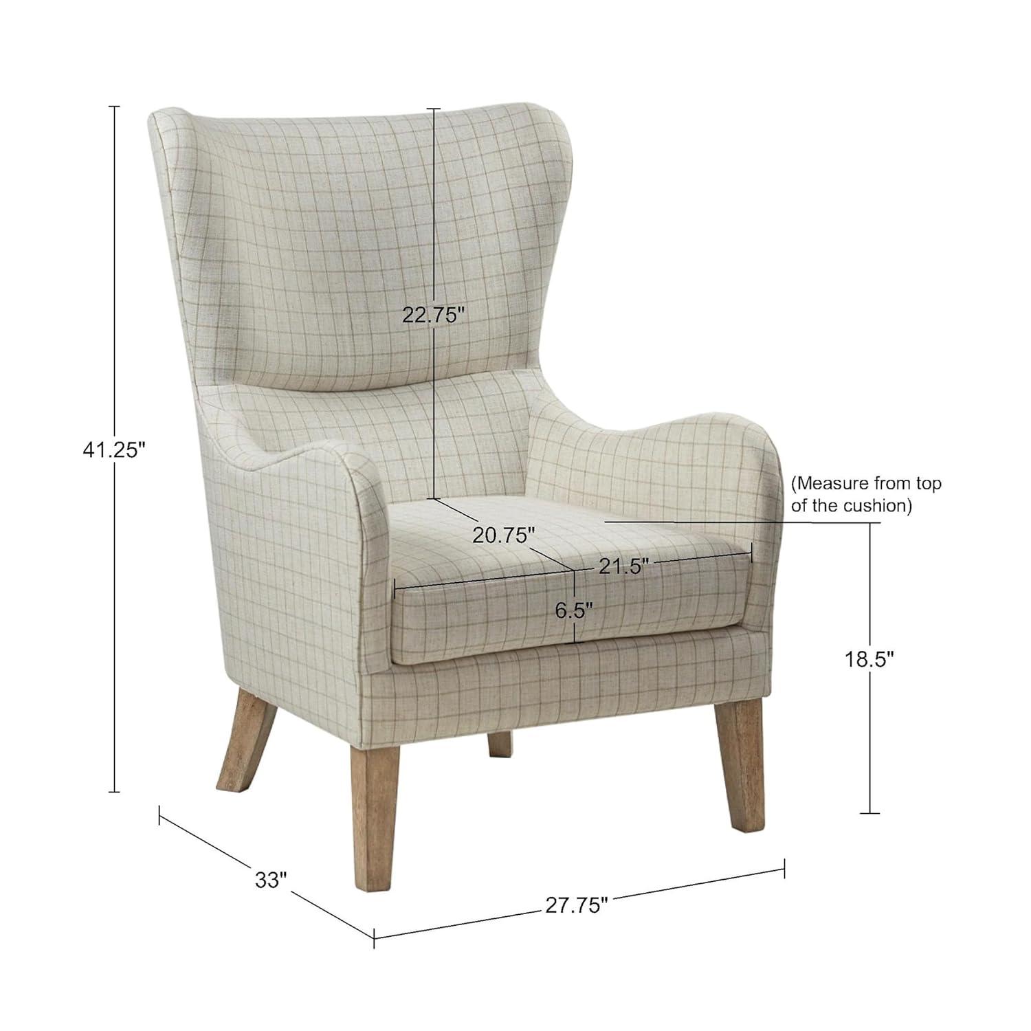 Aria Swoop Upholstered Wing Chair Taupe