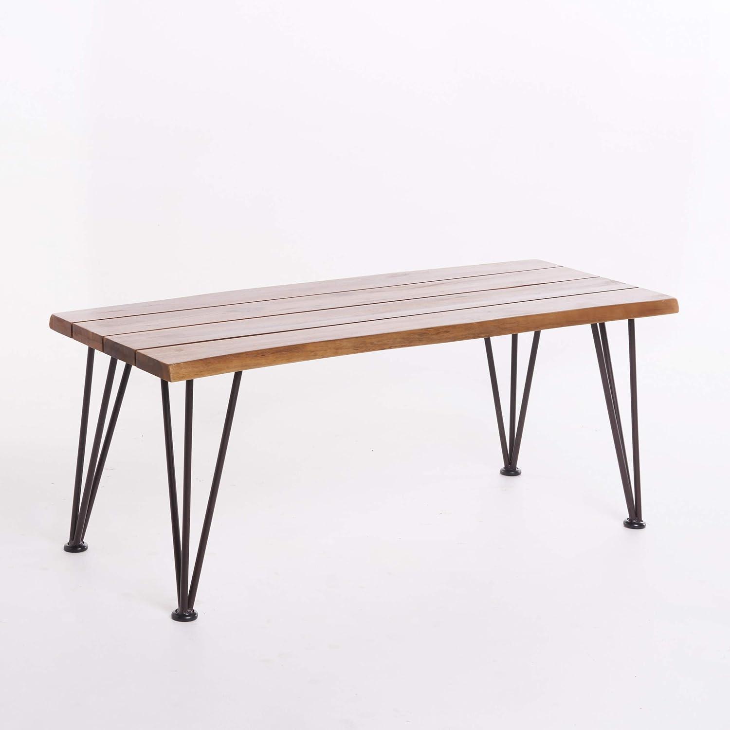 Zion Industrial Coffee Table: Weather-Resistant Acacia, Iron Frame - Christopher Knight Home