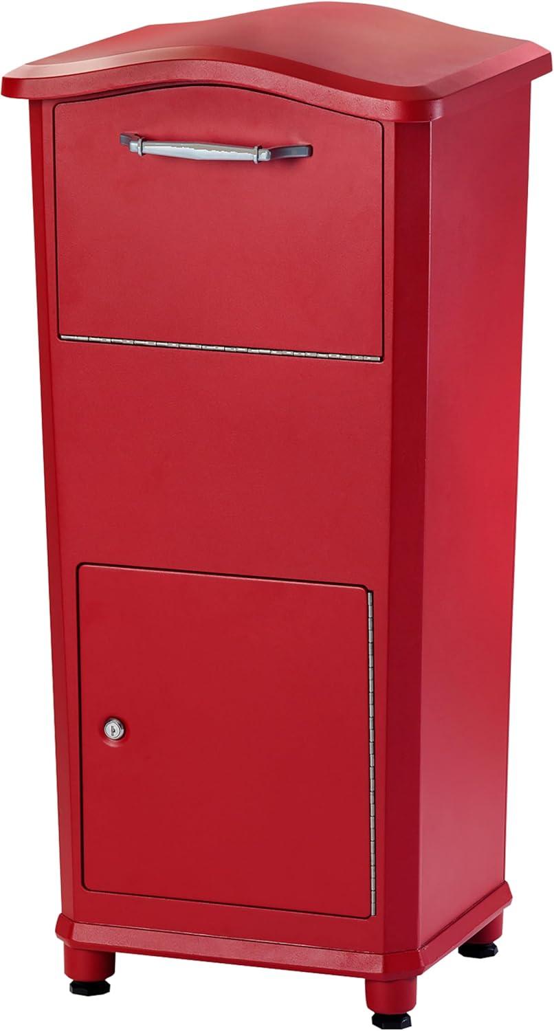 Red Aluminum Lockable Parcel Drop Box with Rotating Drum