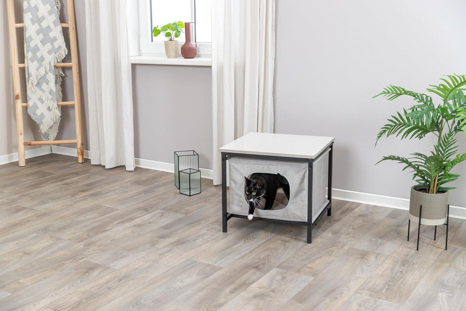 TRIXIE Emmie Indoor Cat Condo, Cat Bed Side Table & Nightstand, Cat Hideaway Cave with Cozy Cushion