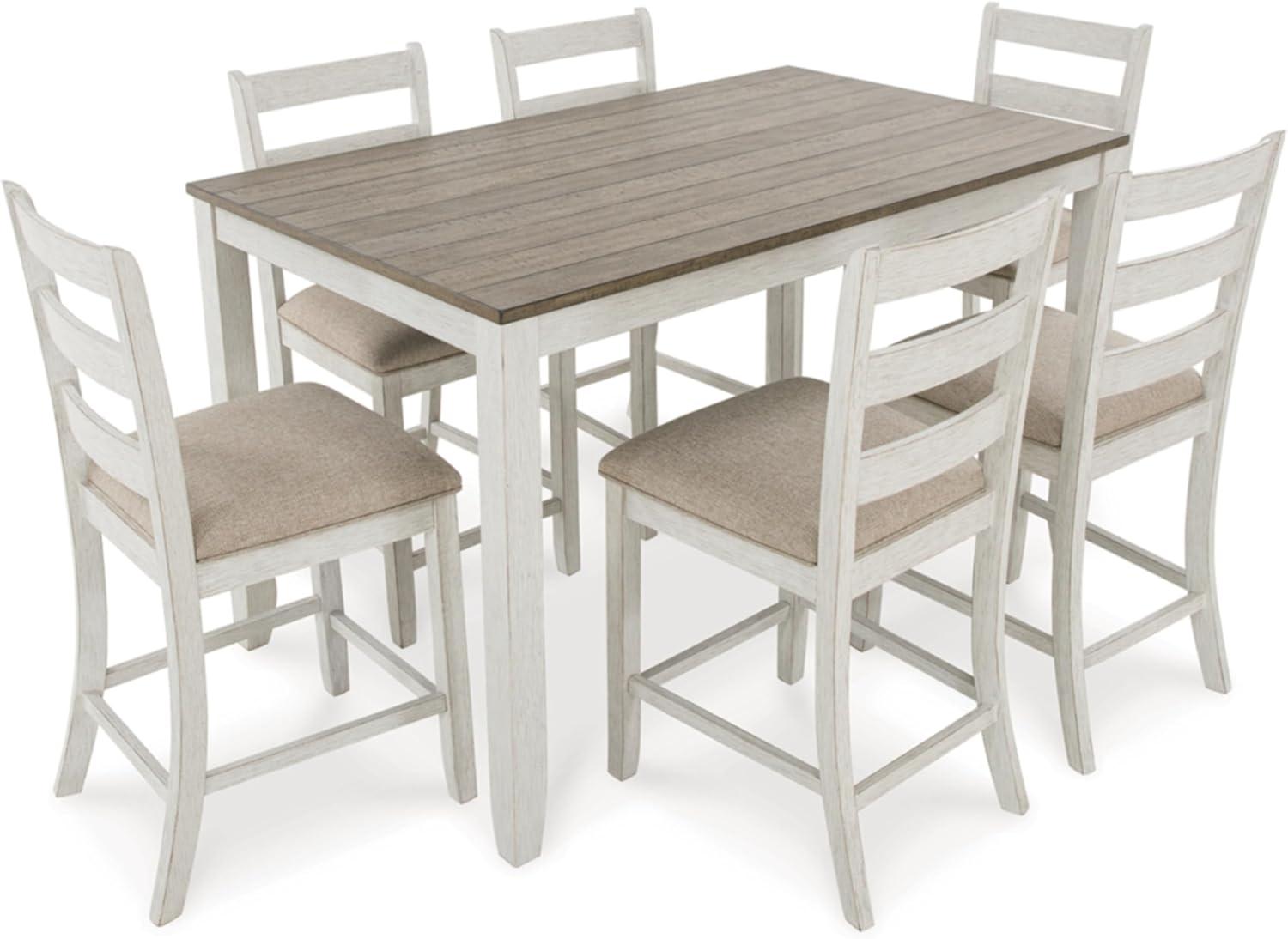 Ashley Furniture Skempton White Counter Height Dining Table Set - Set of 7