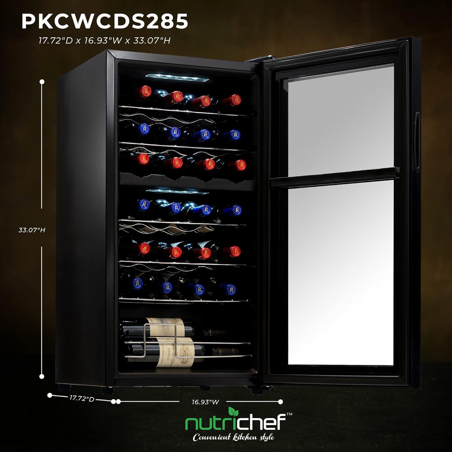 NutriChef 28Bottle Cooler Dual-Zone Refrigerator