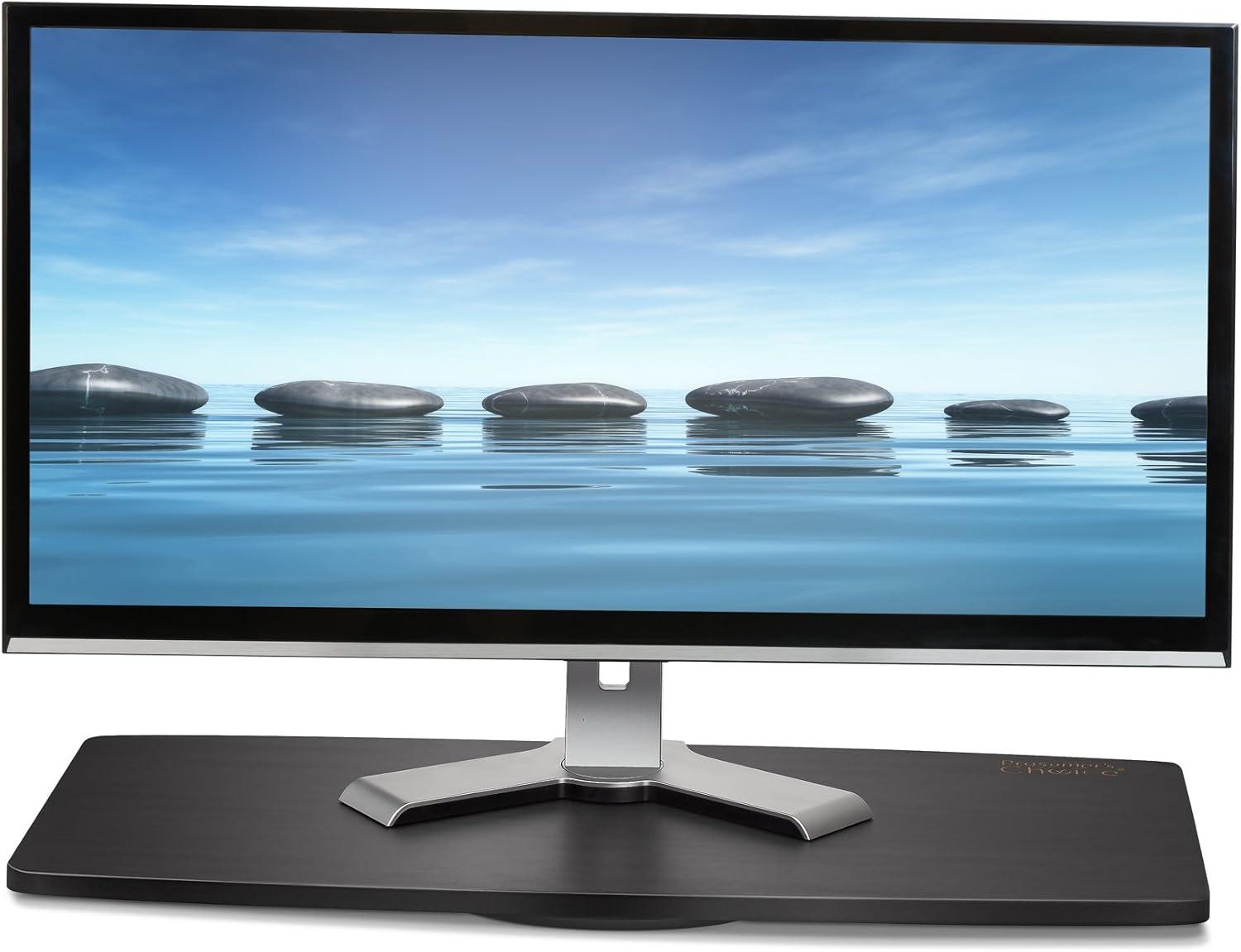 Prosumers Choice | Natural Bamboo TV Swivel Center Stand for TV, 21-Inch Base, Black 360Â° Rotation