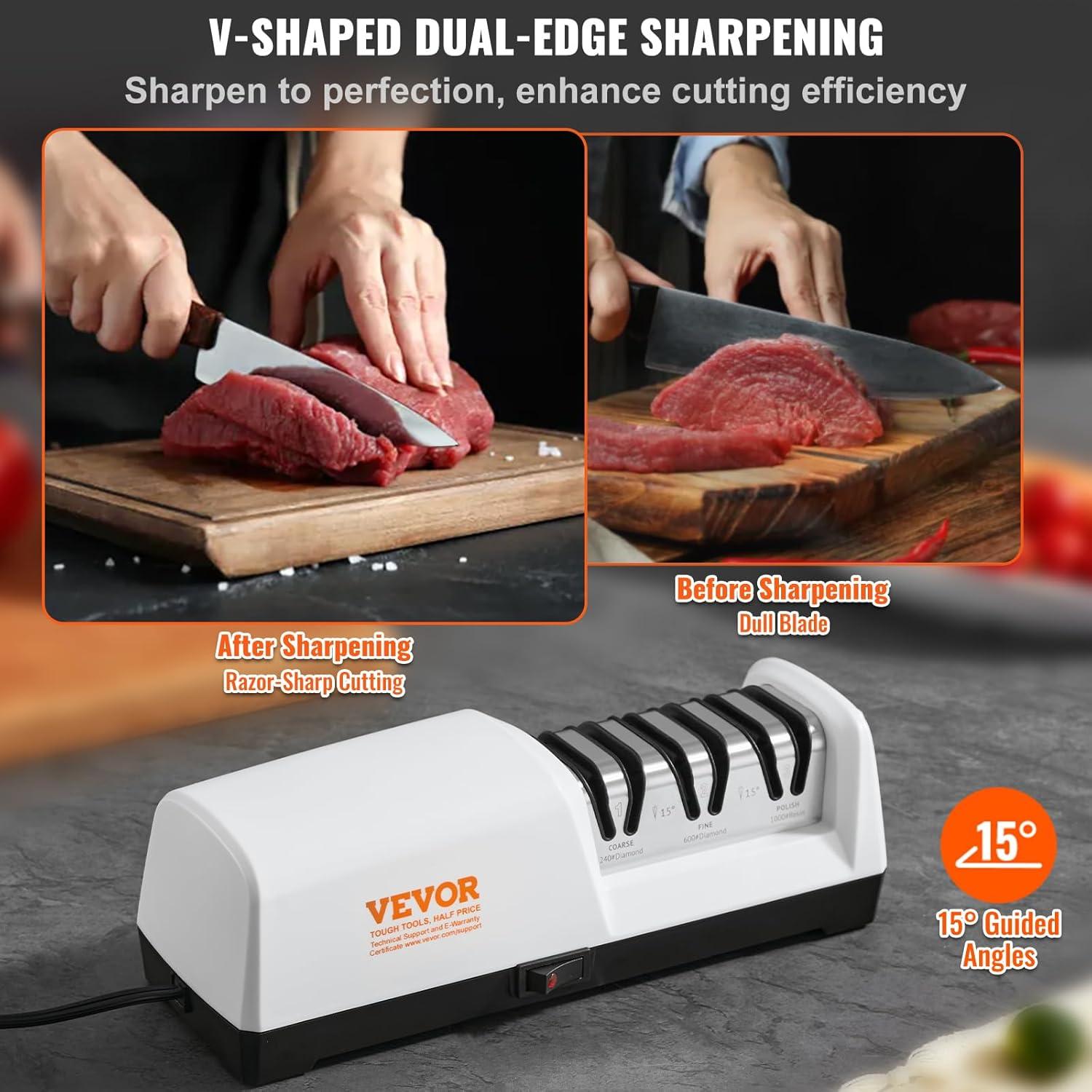 VEVOR White Electric Knife Sharpener with Diamond Abrasives