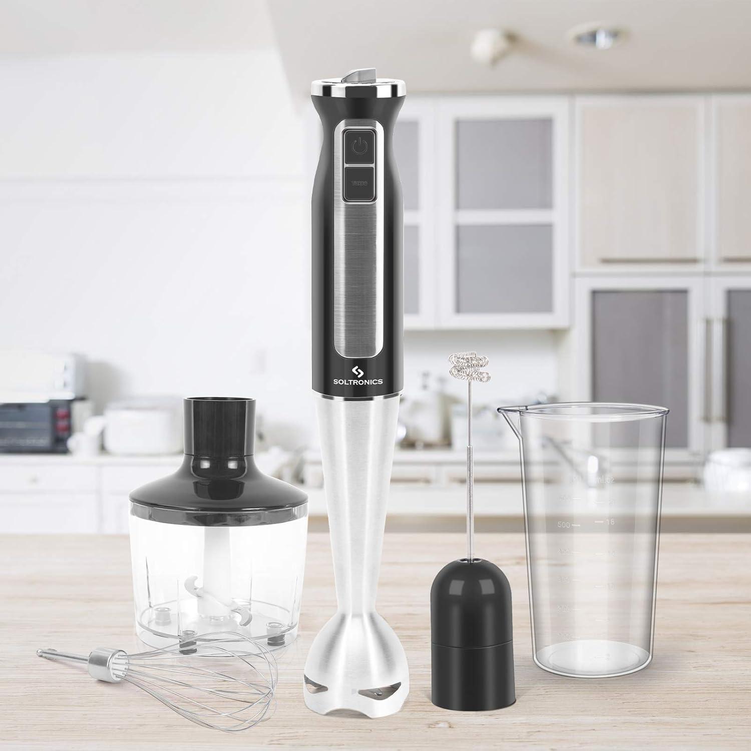 8-Speed Black and Stainless Steel Immersion Hand Blender Set