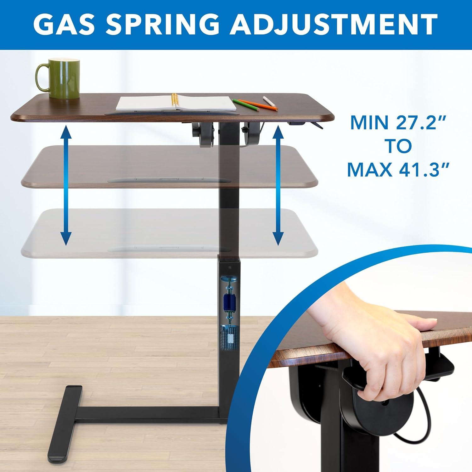 Mount-It Height Adjustable Overbed Desk & Table, Overbed Medical Table w/ Wheels & Tilting Tabletop