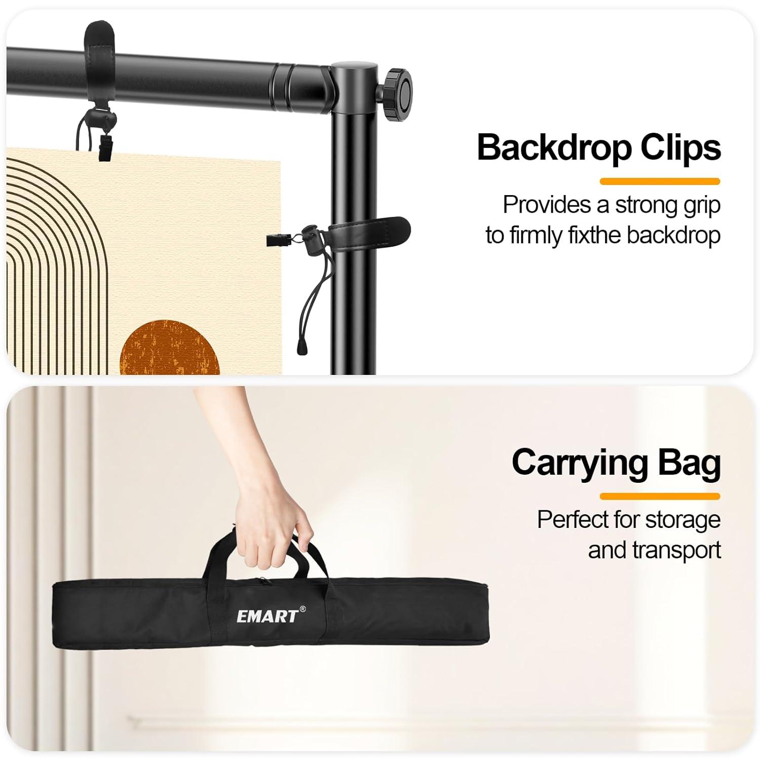 EMART 10x10 ft Heavy Duty Banner Backdrop Stand Kit, Adjustable Frame for Step and Repeat Backdrops, Ideal for Photography, Trade Shows, and Photo Booths