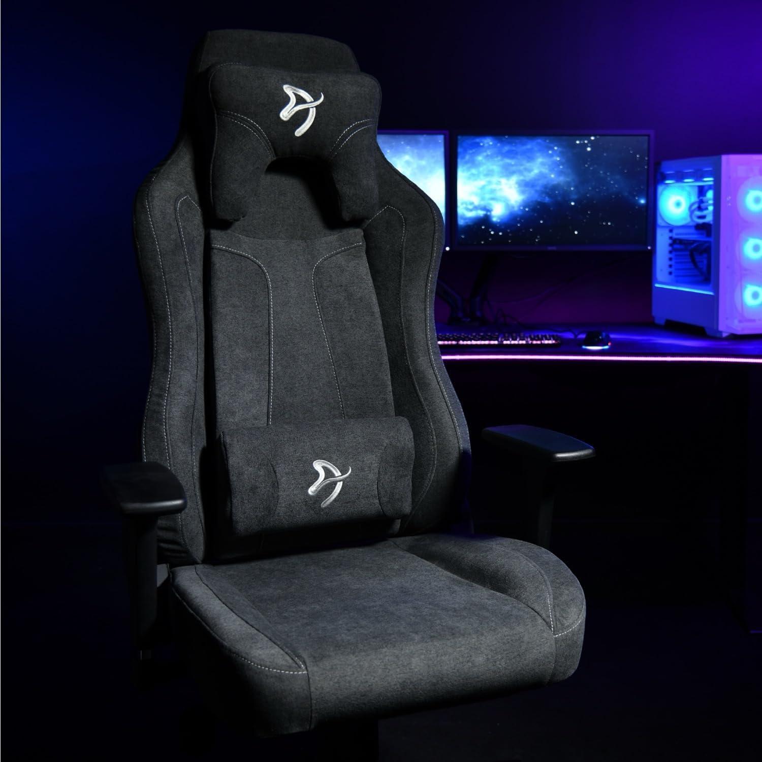 ErgoFlex Dark Grey Soft Fabric Gaming Chair with Lumbar Support