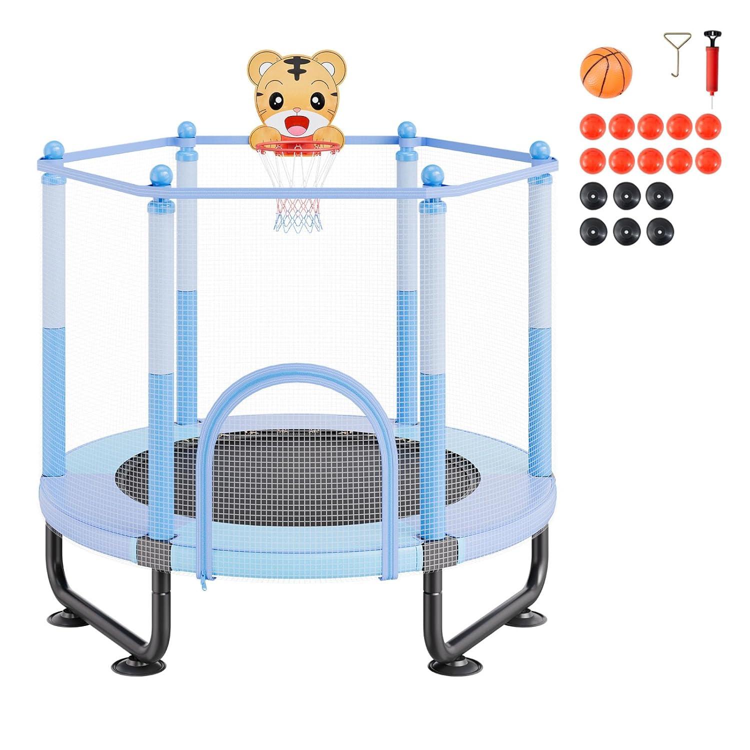 VEVOR 56" Trampoline for Kids Foldable Mini Toddler Trampoline Indoor Outdoor