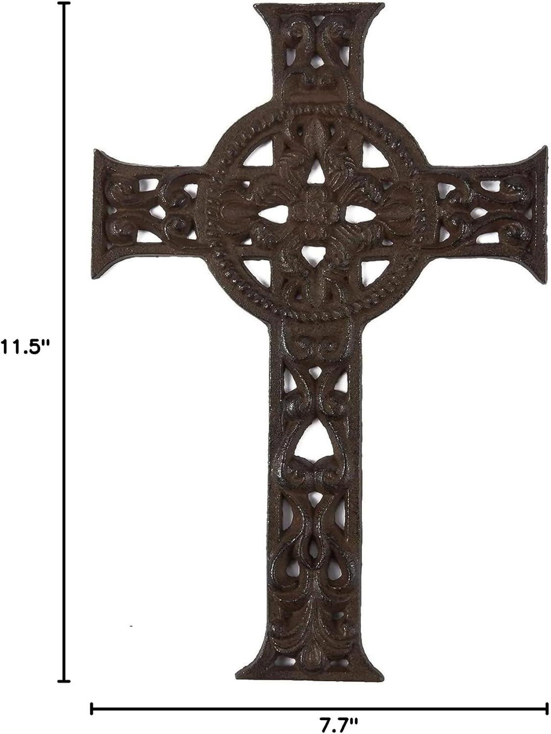 Dark Bronze Wrought Iron Celtic Wall Cross Decor