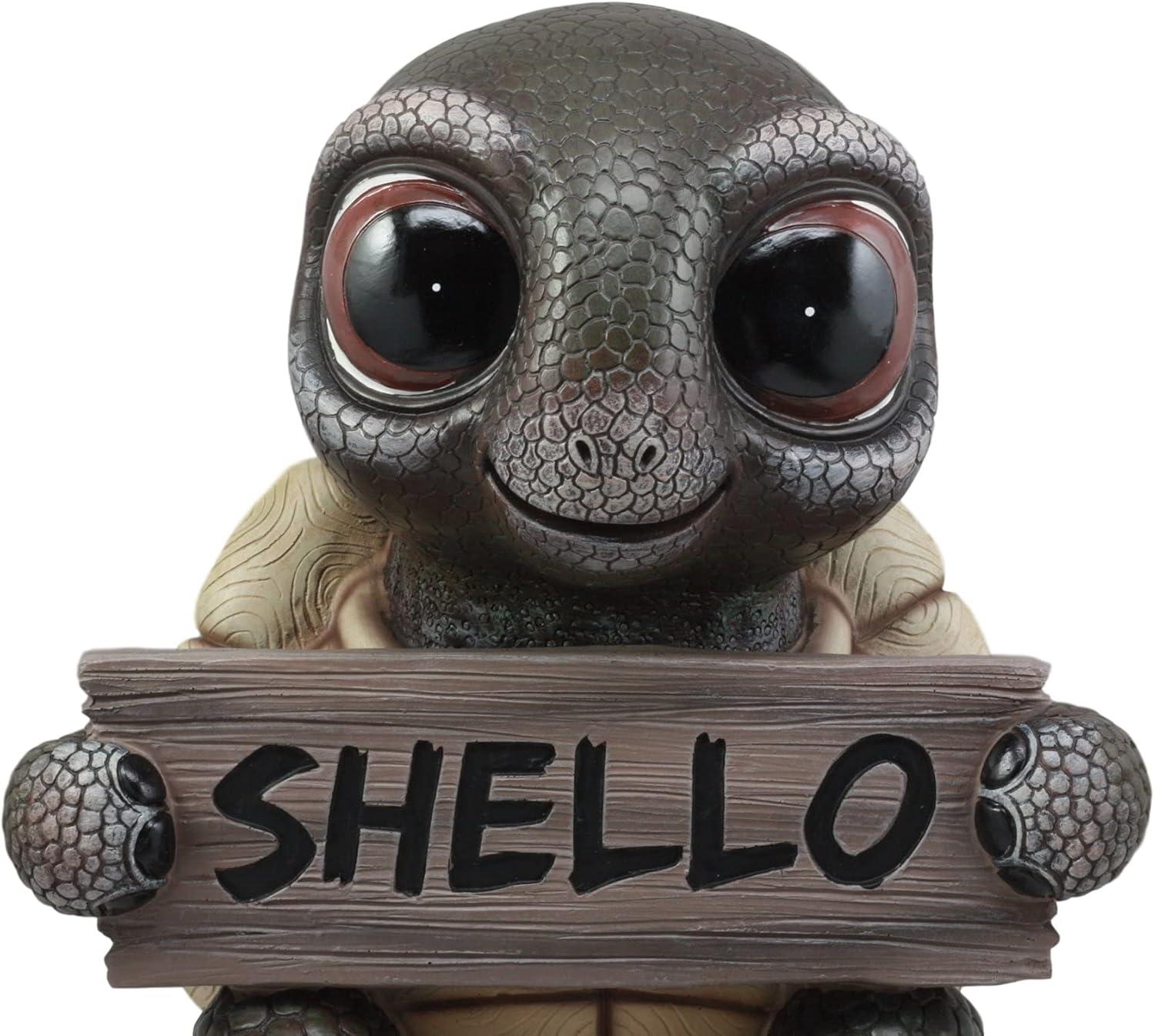 Large Painted Resin Baby Turtle Welcome Sign Statue