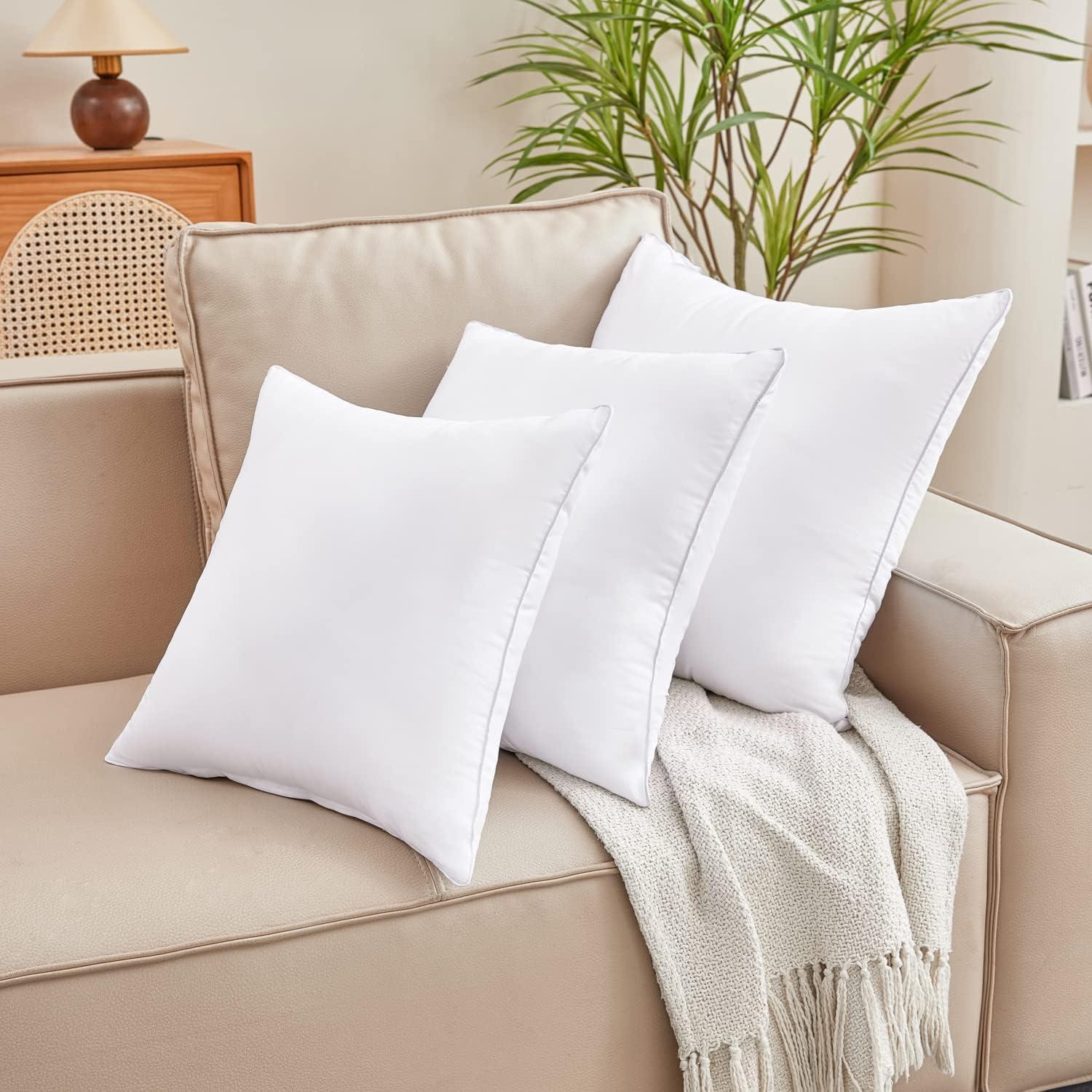 Set of 2 White 18" Square Polyester Pillow Inserts