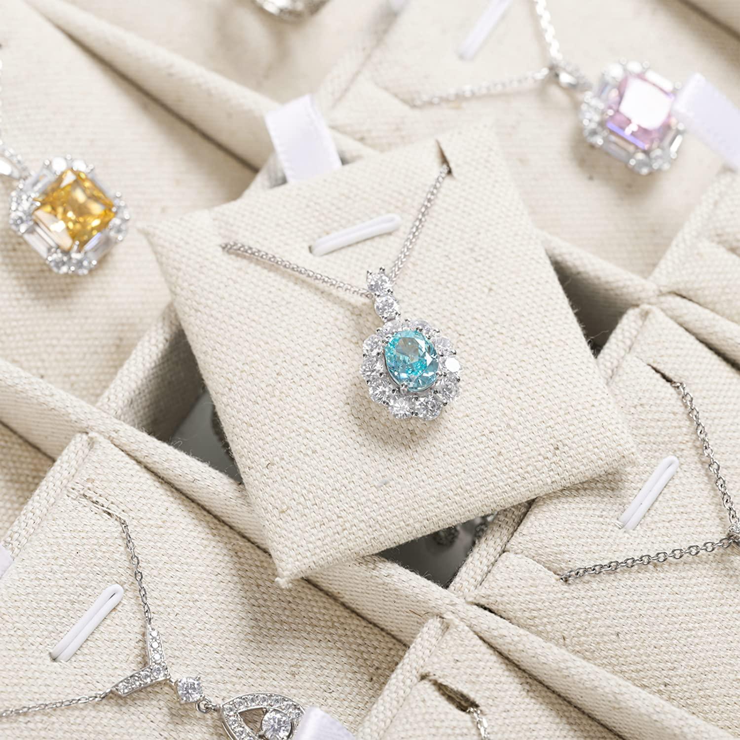 Elegant Beige Linen 24-Compartment Jewelry Tray Organizer