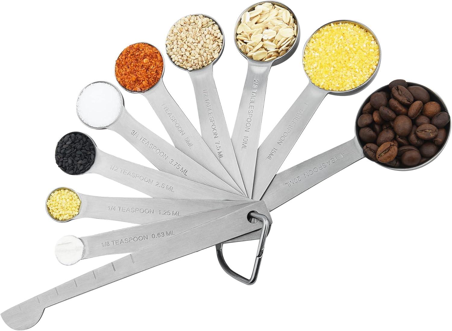 Measuring Cups and Spoons Set, Stainless Steel Measuring Cups Spoons Complete Set of 19pcs Professional Measurer Scoops Ingredients Liquid or Dry Heavy Duty Solid Measurment Cup