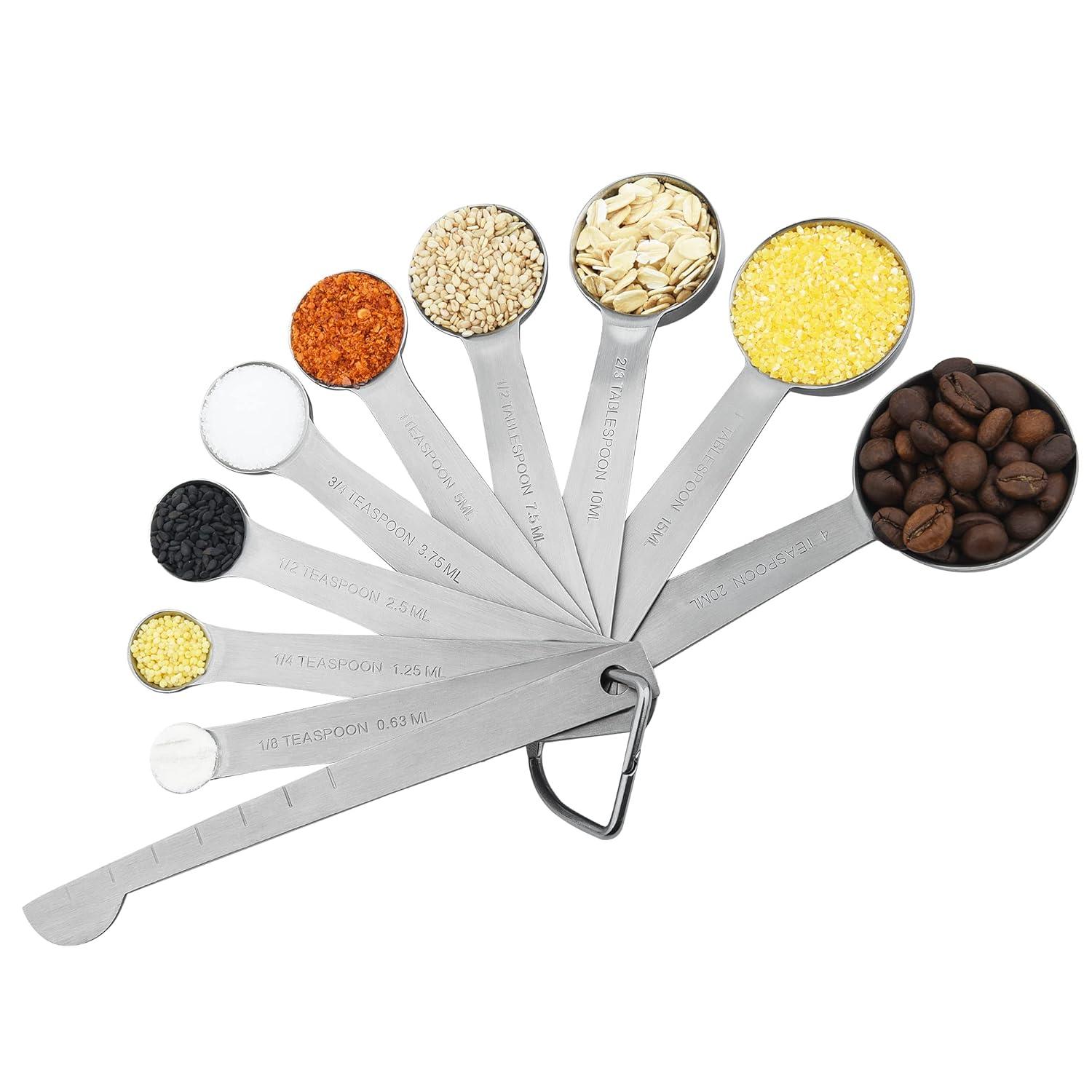 Measuring Cups and Spoons Set, Stainless Steel Measuring Cups Spoons Complete Set of 19pcs Professional Measurer Scoops Ingredients Liquid or Dry Heavy Duty Solid Measurment Cup