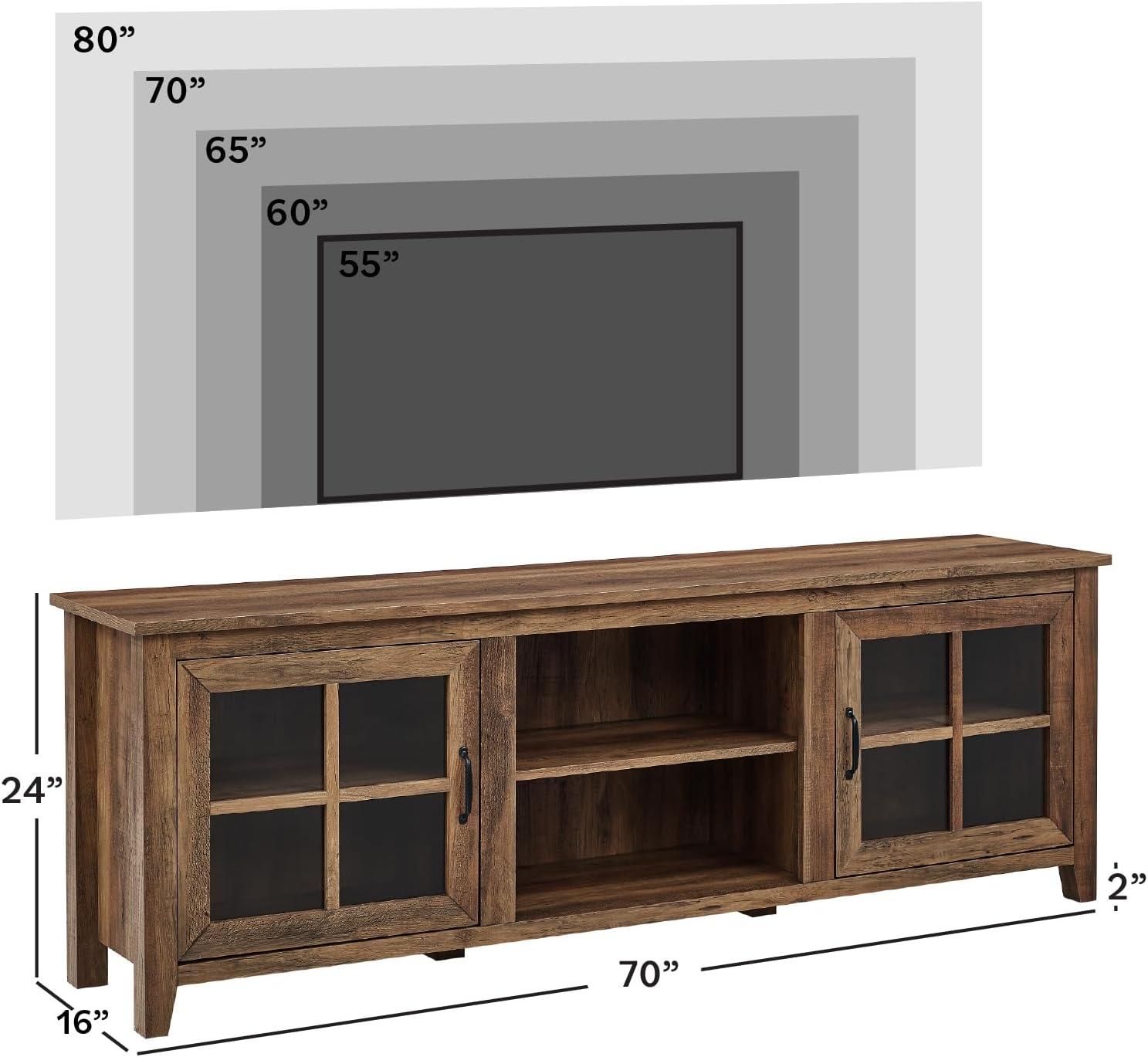 Rustic Oak 70" Farmhouse TV Stand with Cabinet