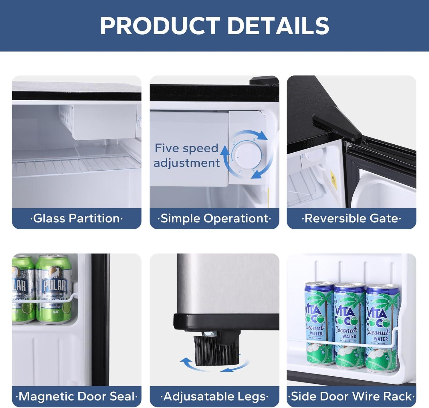 BANGSON BANGSON 1.6 Cu.Ft Mini Fridge With Freezer US-BSR-008