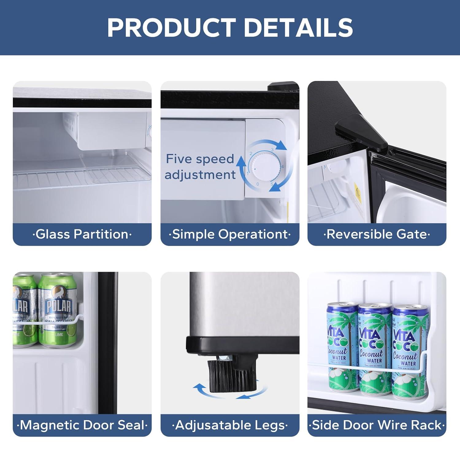 BANGSON BANGSON 1.6 Cu.Ft Mini Fridge With Freezer US-BSR-008