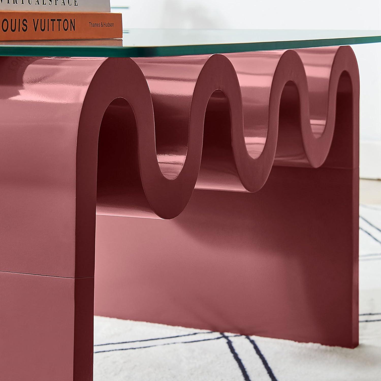 Modway Ondine Glass Top Coffee Table In Spiced Apple