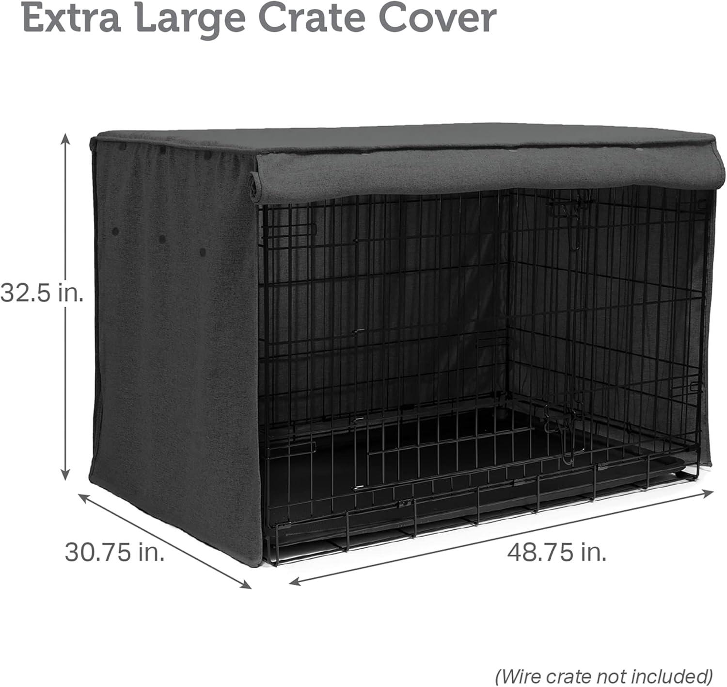 Dark Grey Polyester Dog Crate Cover with Roller Shades