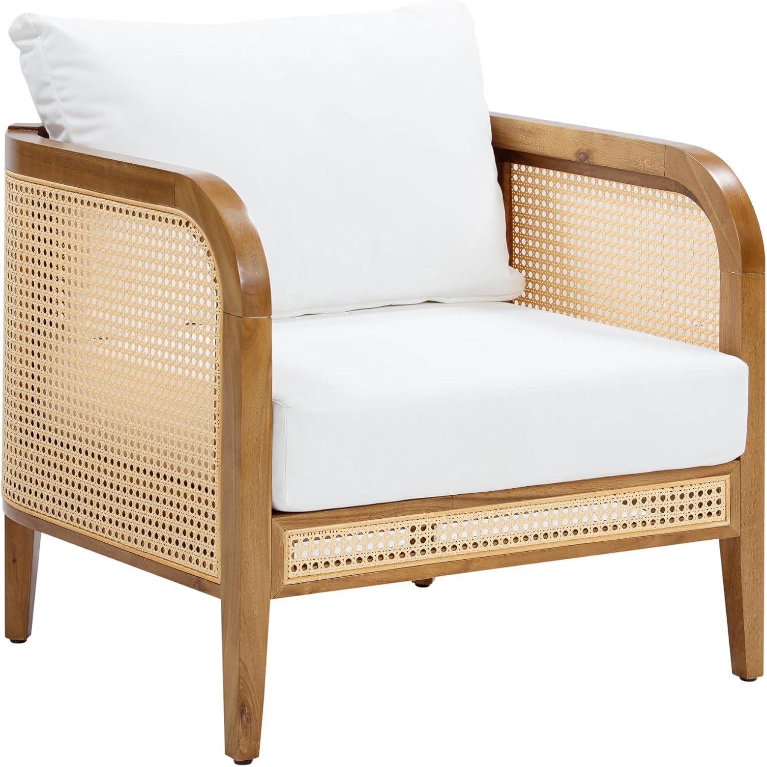 Nathan James Bohemian Cushioned Patio Chair, Outdoor Lounge Chair With Solid Wood Frame