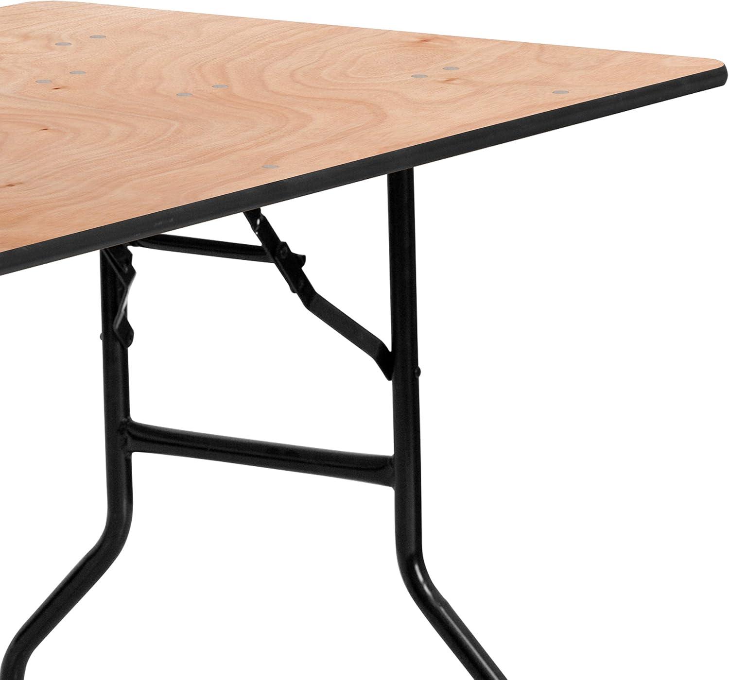 Emma and Oliver 5-Foot Rectangular Wood Folding Banquet Table with Clear Coated Finished Top