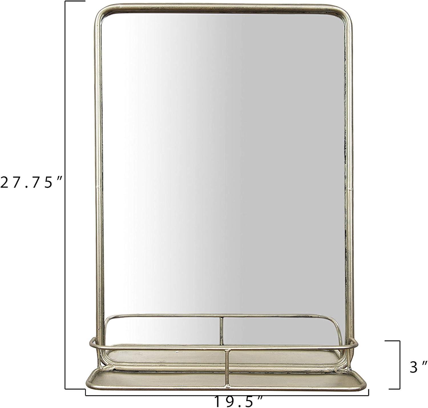 Creative Co-Op Metal Framed Wall Mirror with Shelf and Antique Nickel Finish