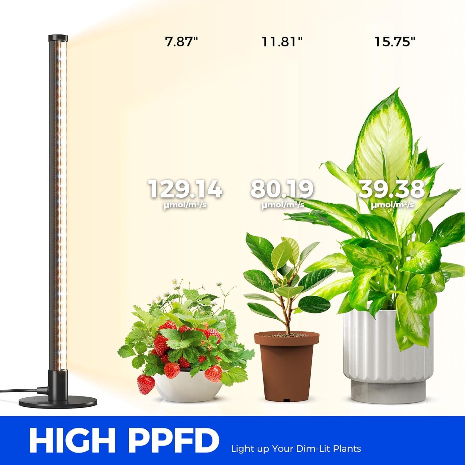 Barrina T10 Vertical Grow Light, 20W 2FT Desk LED Plant Light, Hanging and Standing, Table Top Full Spectrum Grow Lights for Indoor Plants with Stand and On/Off Switch, Ideal for Plants Growth