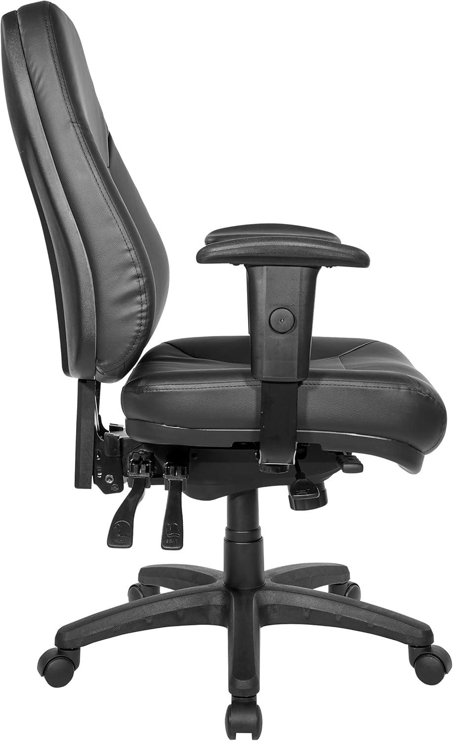 Office Star Products High Back Chair Dillion Black 2 Way Adj Arms Multi Function