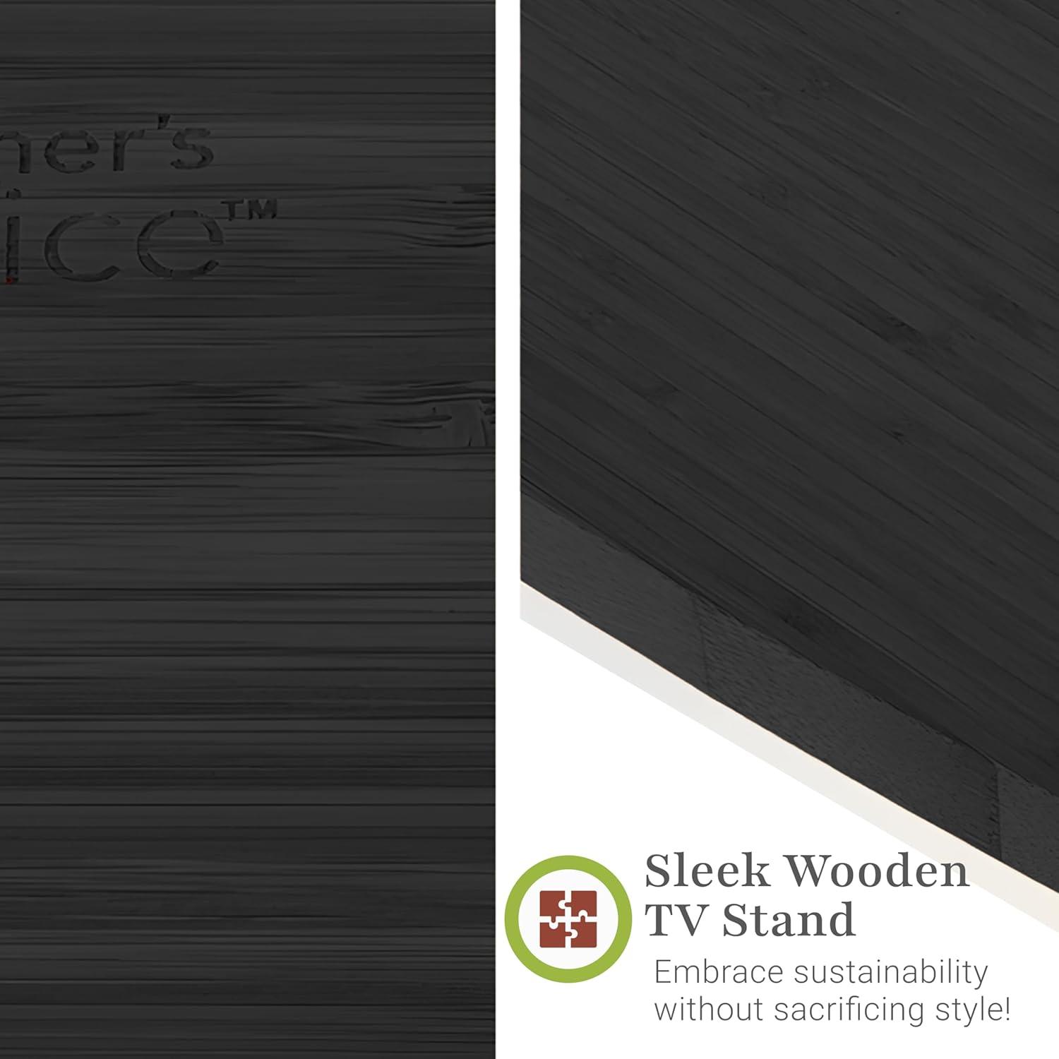 Prosumers Choice | Natural Bamboo TV Swivel Center Stand for TV, 21-Inch Base, Black 360Â° Rotation