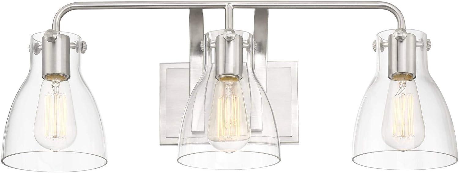 Possini Euro Design Cyn Modern Wall Light Brushed Nickel Hardwire 23 3/4" 3-Light Fixture Clear Glass for Bedroom Bathroom Vanity Living Room Hallway