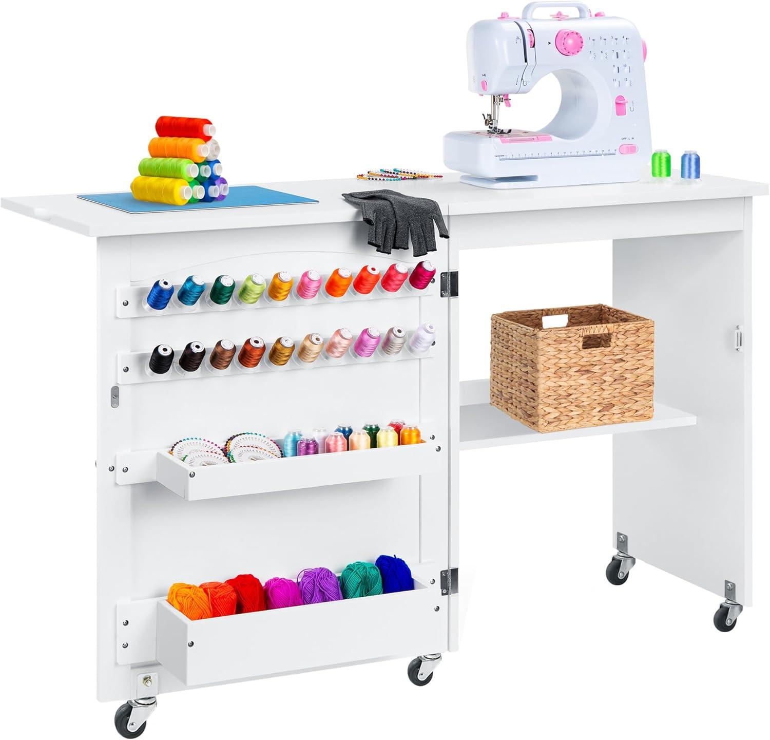 Best Choice Products Sewing Machine Table & Desk w/ Craft Storage and Trays