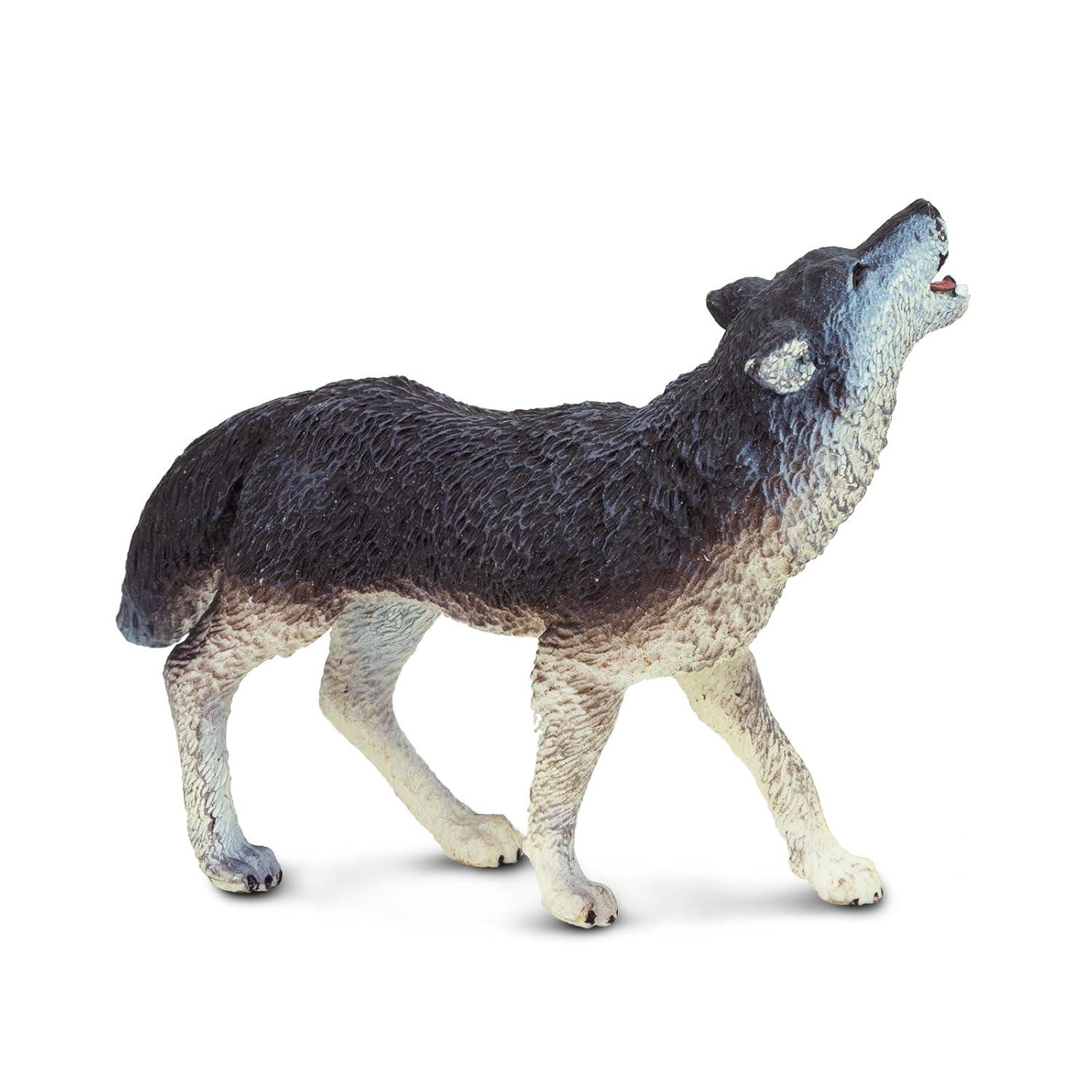 Safari Ltd. Gray Wolf Figurine - Realistic 3.75" Wildlife Figure - Educational Toy for Boys, Girls, and Kids Ages 1+