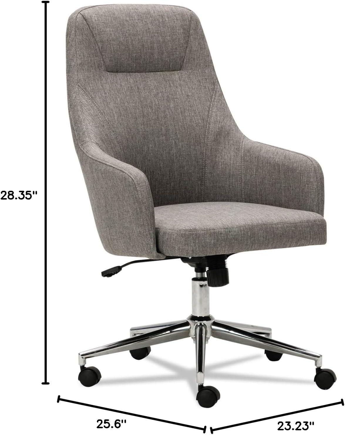 Alera Alera Captain Series High-Back Chair, Supports Up to 275 lb, 17.1" to 20.1" Seat Height, Gray Tweed Seat/Back, Chrome Base