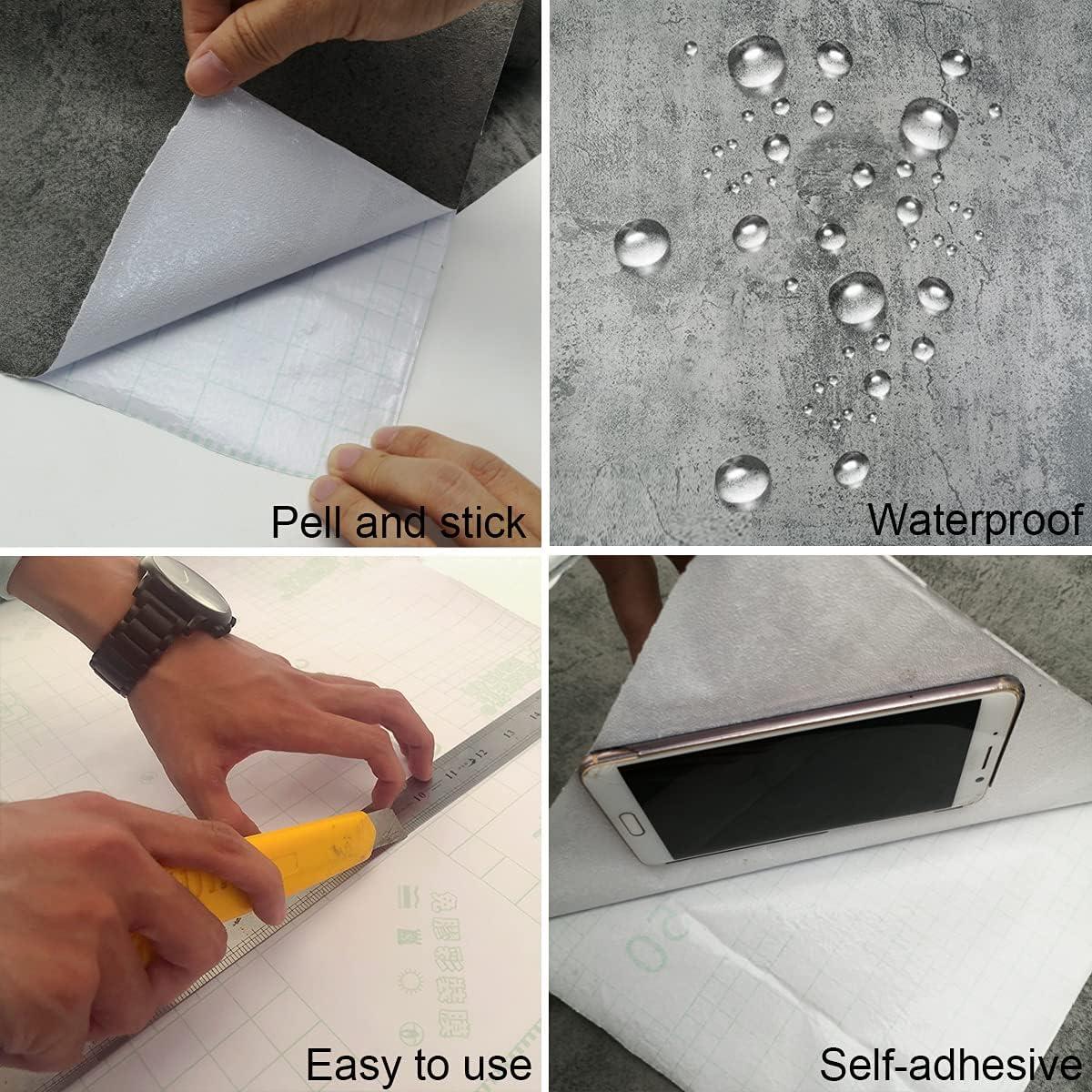 Gray Concrete Contact Paper Matte Thick Textured Grey Cement Wallpaper Peel Stick Countertop Contact Paper Removable Waterproof Adhesive Paper Industrial Style Wall Paper Kitchen Table Vinyl Wrap