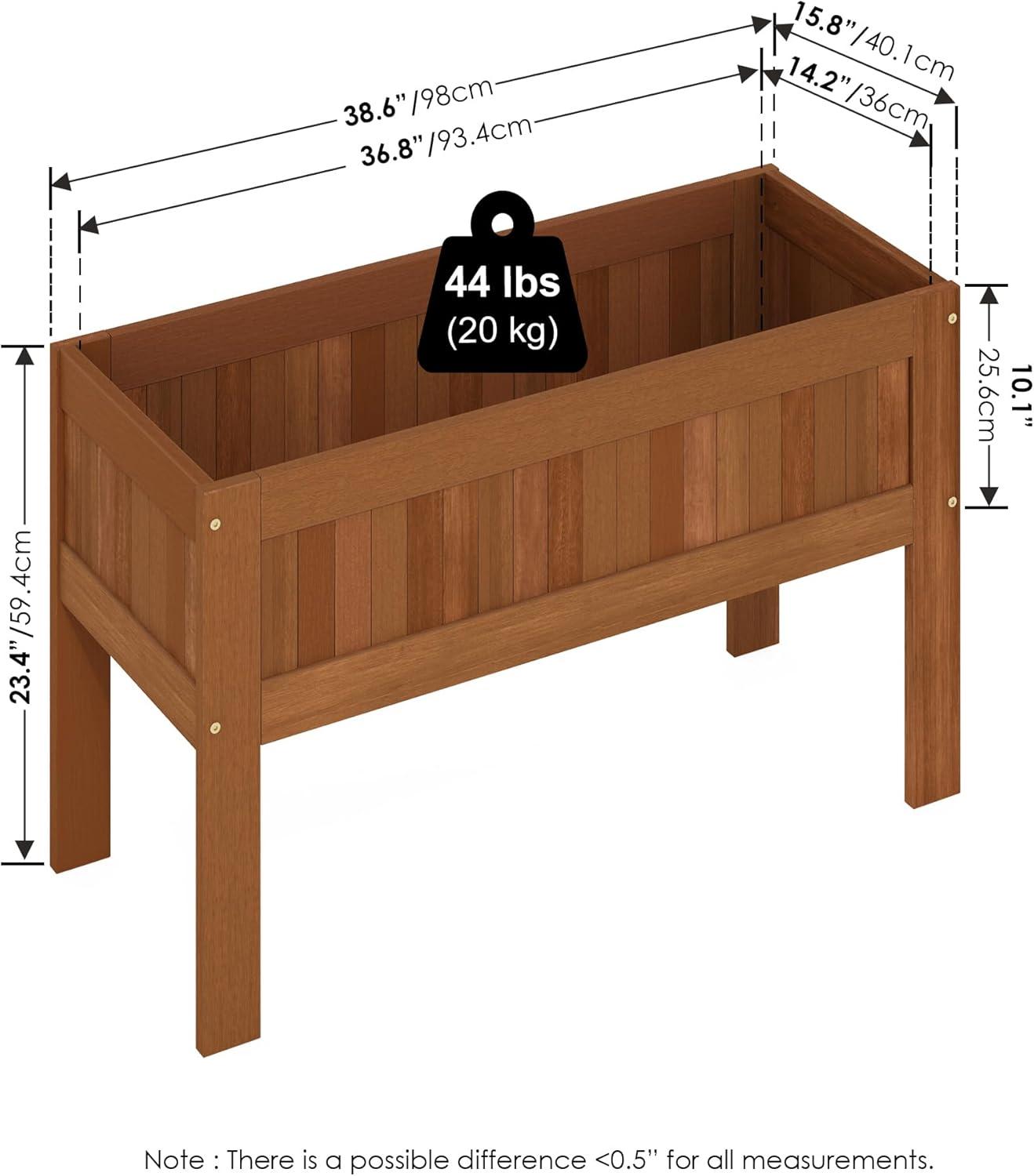 Furinno Tioman Outdoor Elevated Standing Planter Box, Raised Garden Bed with Legs, Natural