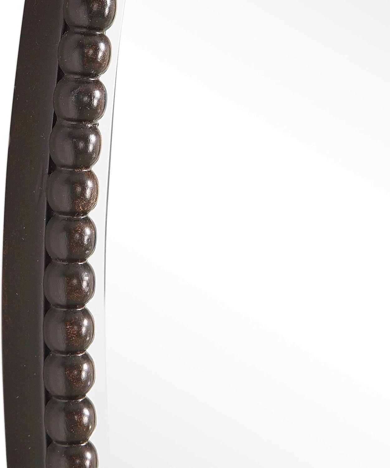 Uttermost Oval Vanity Decorative Wall Mirror Vintage Brown Beveled Oil Rubbed Bronze Beaded Frame 22" Wide for Bathroom Bedroom