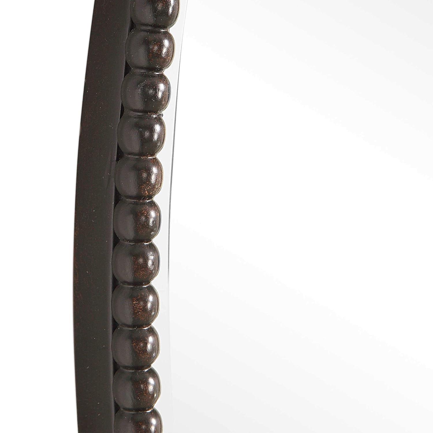 Uttermost Oval Vanity Decorative Wall Mirror Vintage Brown Beveled Oil Rubbed Bronze Beaded Frame 22" Wide for Bathroom Bedroom