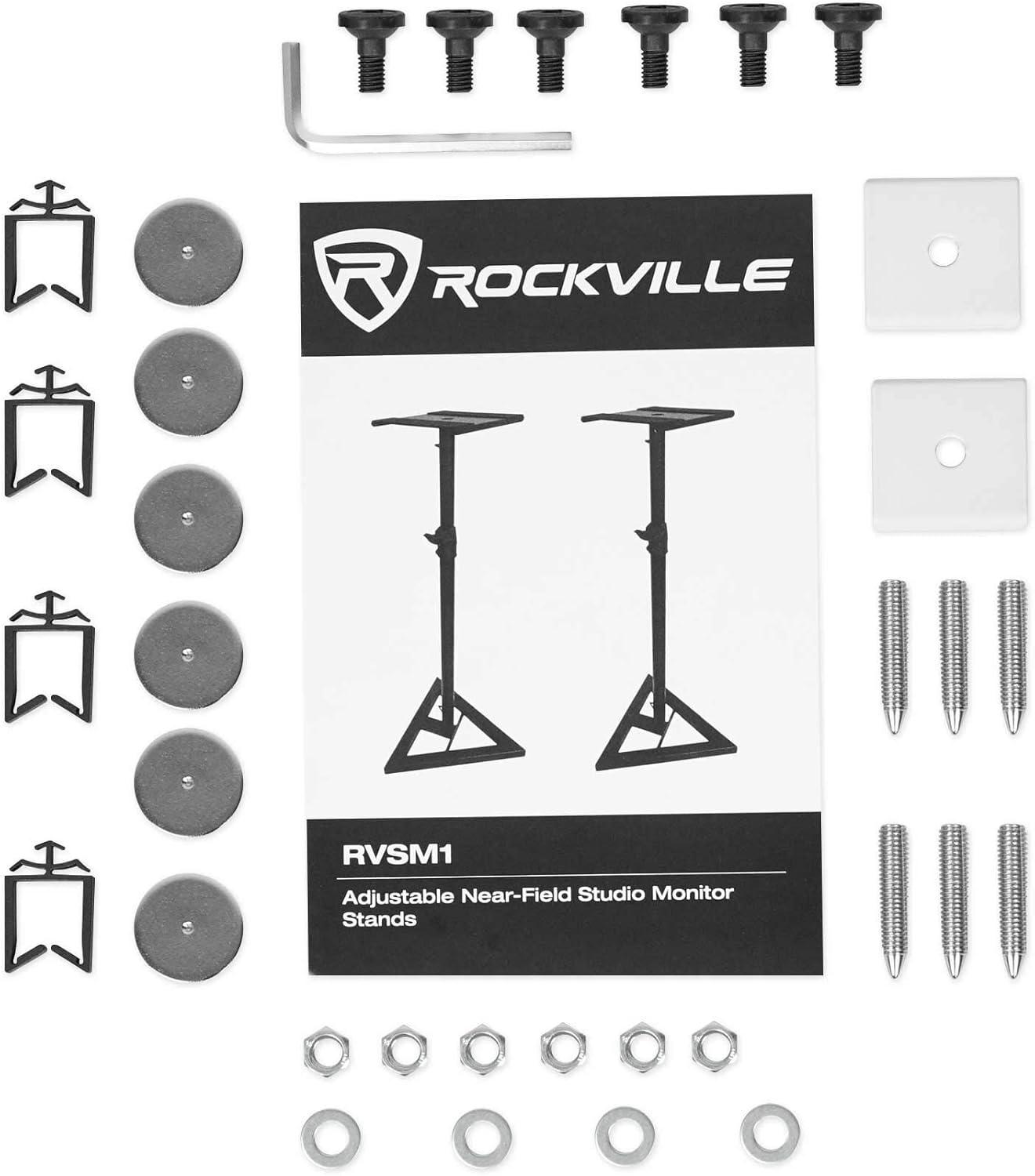 Pair Rockville RVSM1 White Studio Monitor Speaker Stands w/ Adjustable Height